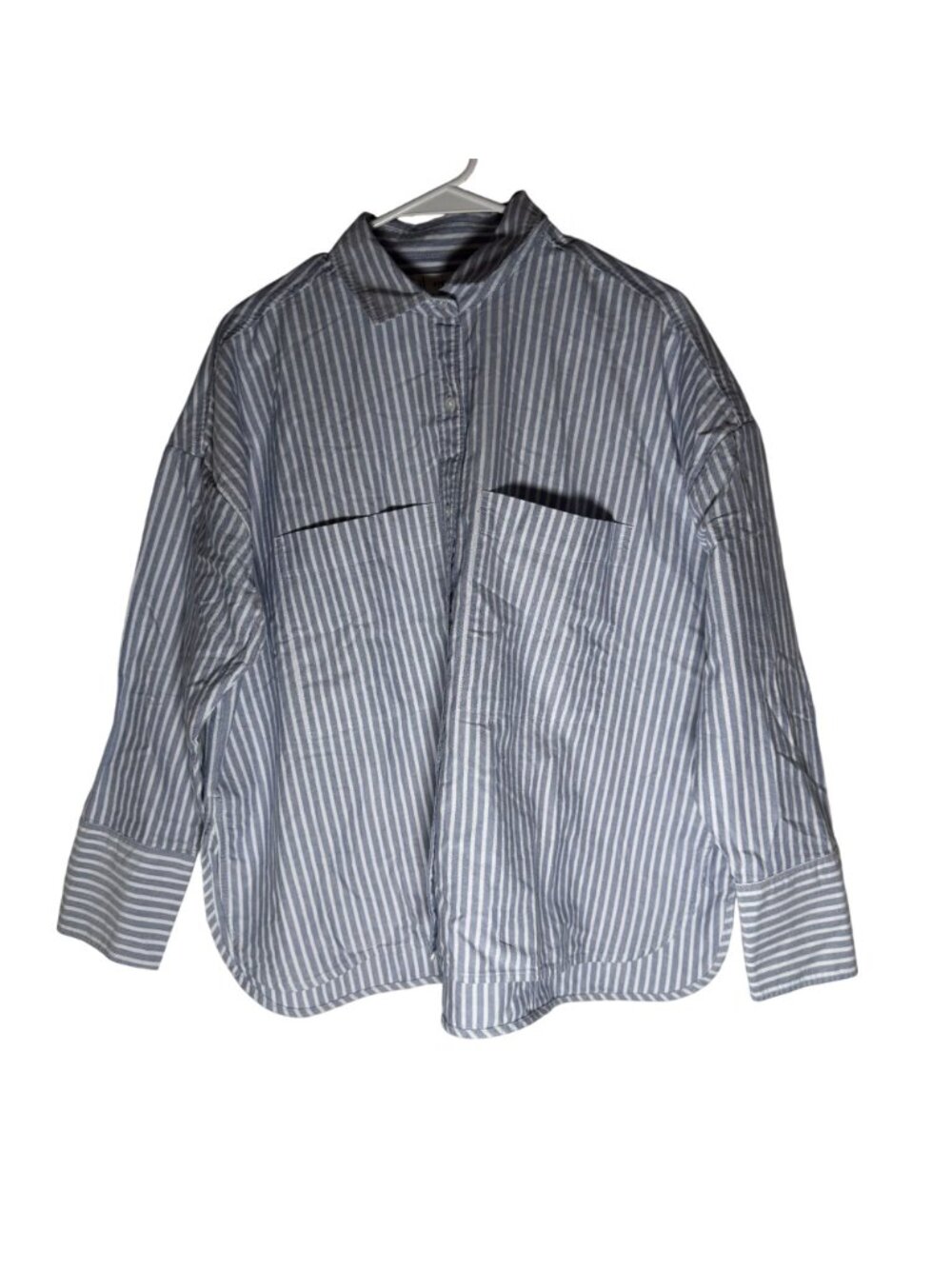 Everlane The Boxy Oxford Shirt Women's Size Medium in Blue & White Stripe NWT! - Picture 2 of 7